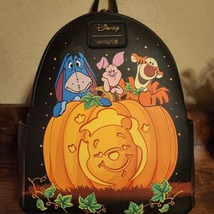 Disney Loungefly Black Backpack with Winnie the Pooh Halloween Design